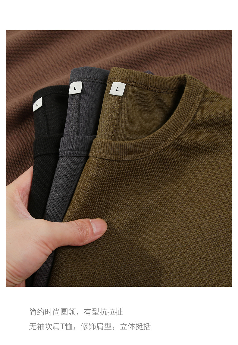 登爵男装220克珠地重磅无袖坎肩背心宽松日系复古潮牌背心男 