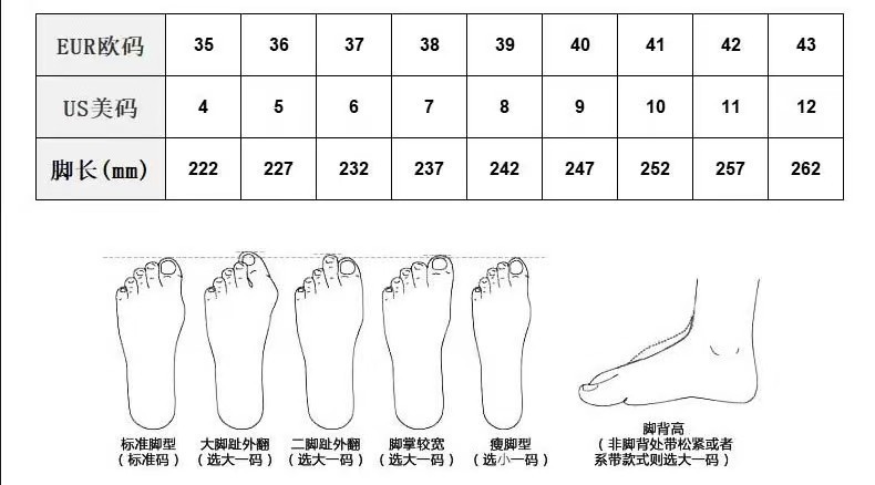 女鞋尺码表