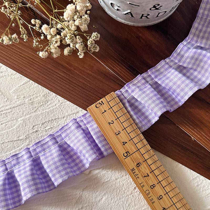 高档蕾丝花边辅料红格子荷叶花边diy裙边下摆袖口木