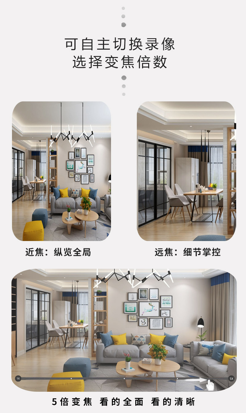 300万灯头式摄像头家用无线WiFi高清360全景旋转4G涂