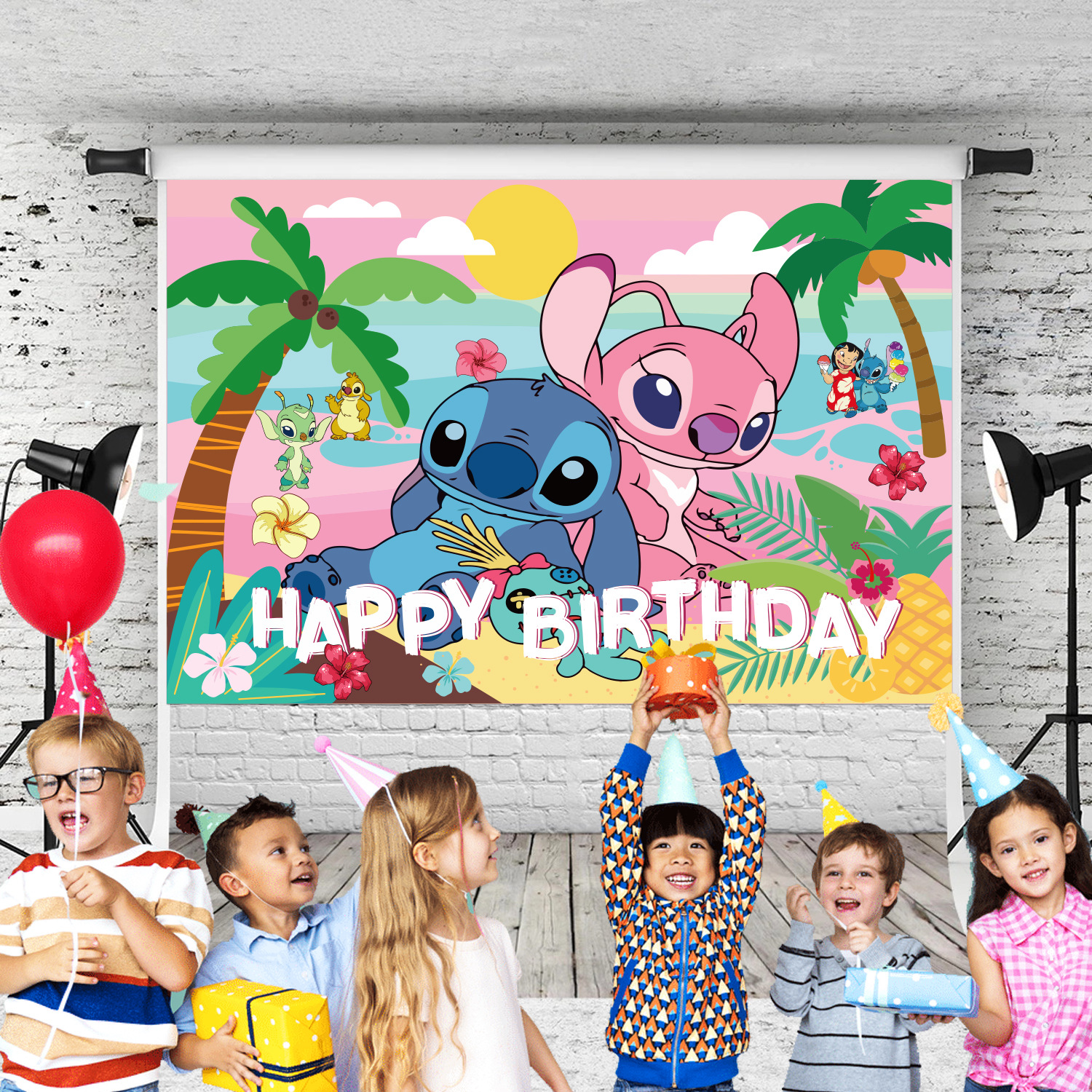 YL粉色史迪仔背景布3