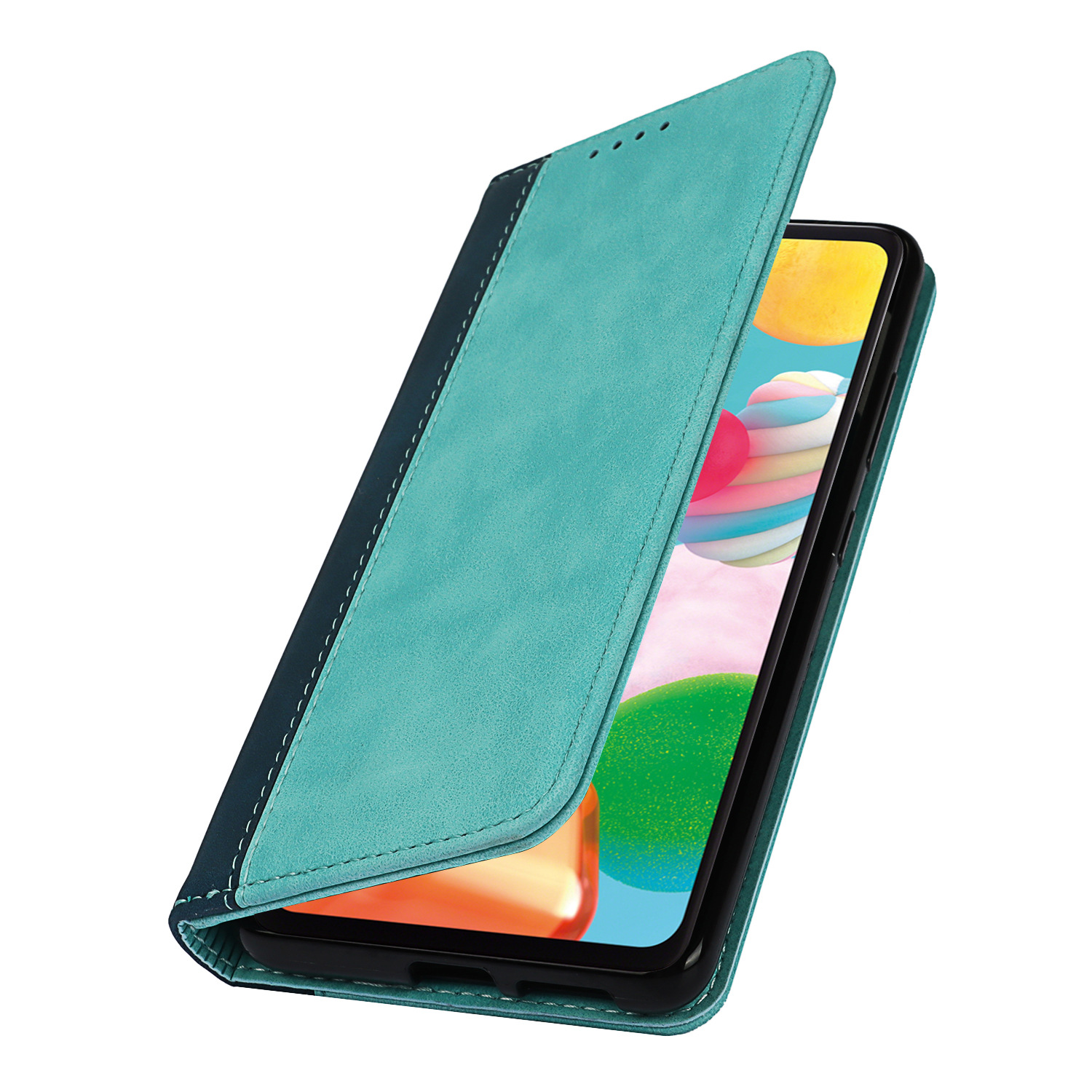 三星A41 日版 拼色小牛纹强磁皮套