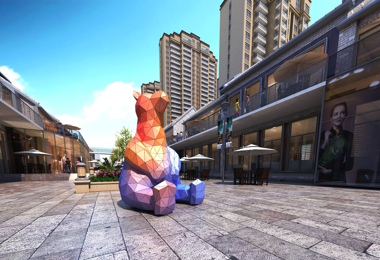 彩绘熊玻璃钢雕塑