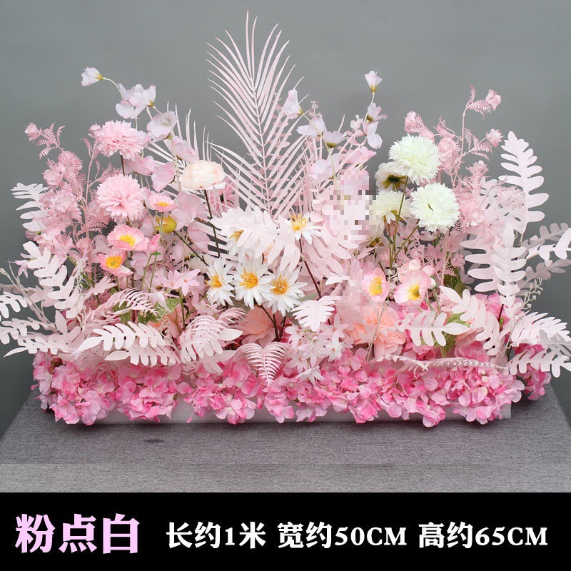 新款婚庆大款地排花绢花成品装饰尤加利花排台路引婚礼花艺其他