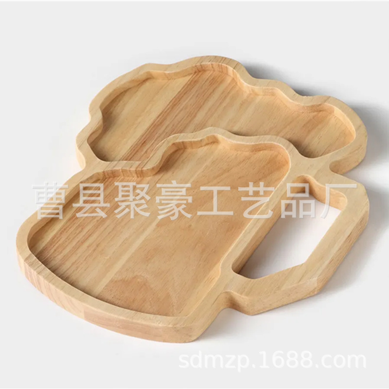 实木创意木质餐盘啤酒杯造型零食托盘下午茶干果坚果托盘批发 (