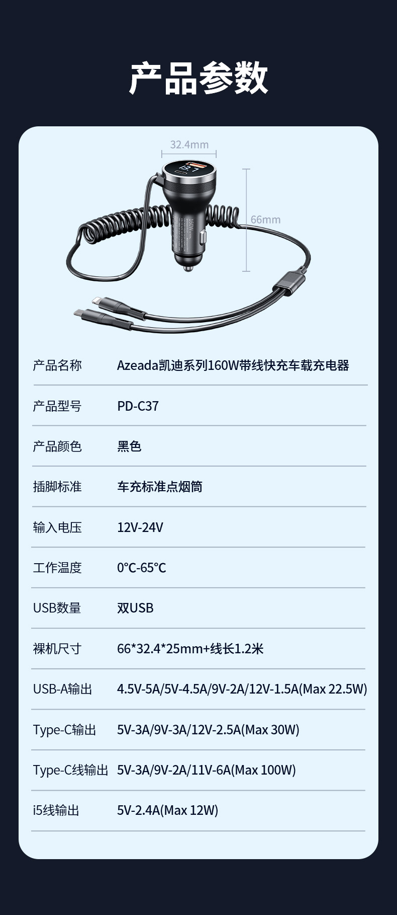 凯迪系列160W带线快充车载充电器PD-C37_10.jpg