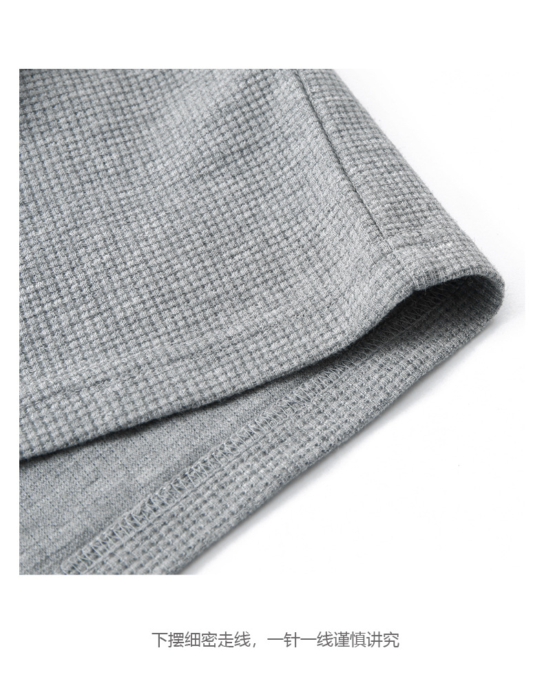 登爵男装 春夏新款220g克华夫格圆领T恤 纯色宽松简约倒三