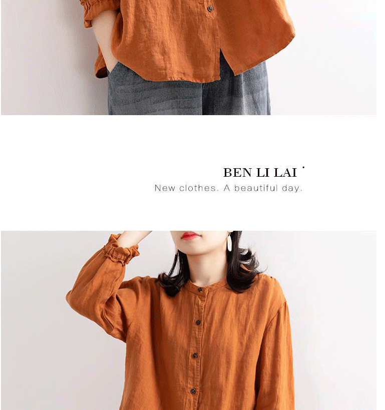 文艺复古女秋季棉麻衬衫女宽松圆领衬衣长袖休闲外套收口袖上衣女-tmall_11.gif