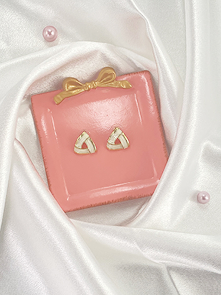 粉白蝴蝶结方圆首饰碟b01