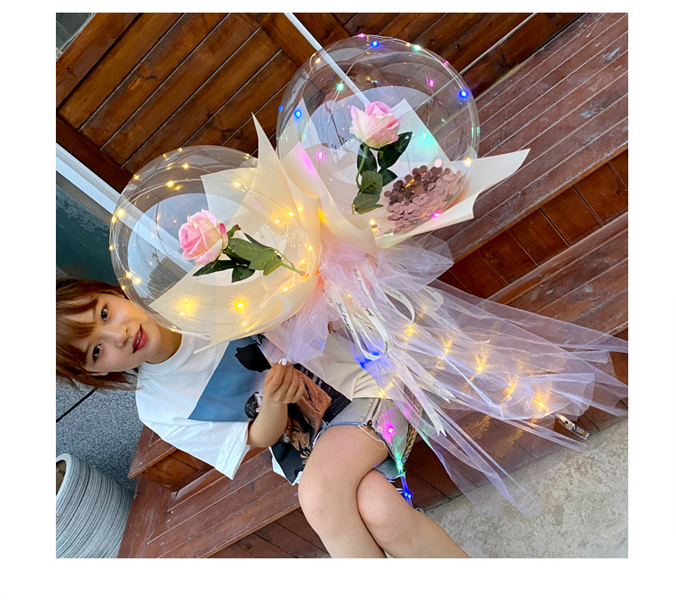 网红玫瑰花波波球发光透明带灯告白