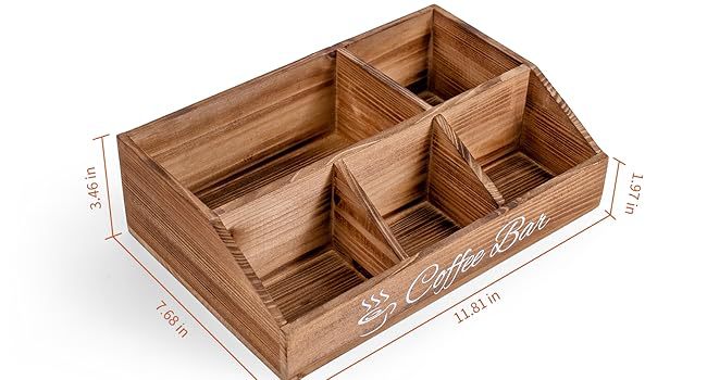 Wooden Coffee Box Coffee Station Organizer Coffee Bar Organizer for Countertop