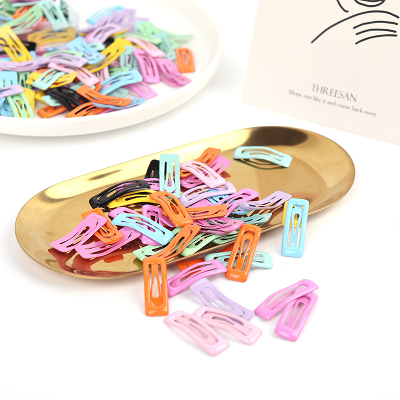 糖果色3cm迷你方形bb夹夏季儿童碎发马卡龙色边夹发饰刘海夹