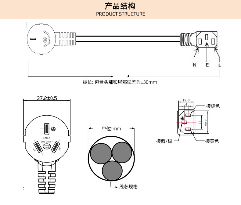 电源线三芯