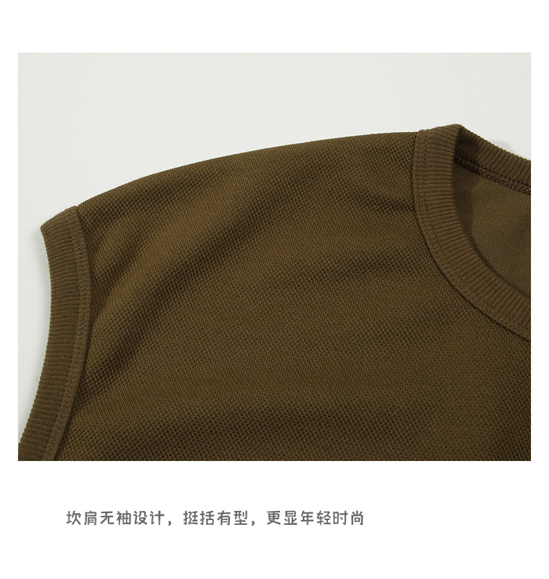 登爵男装220克珠地重磅无袖坎肩背心宽松日系复古潮牌背心男 