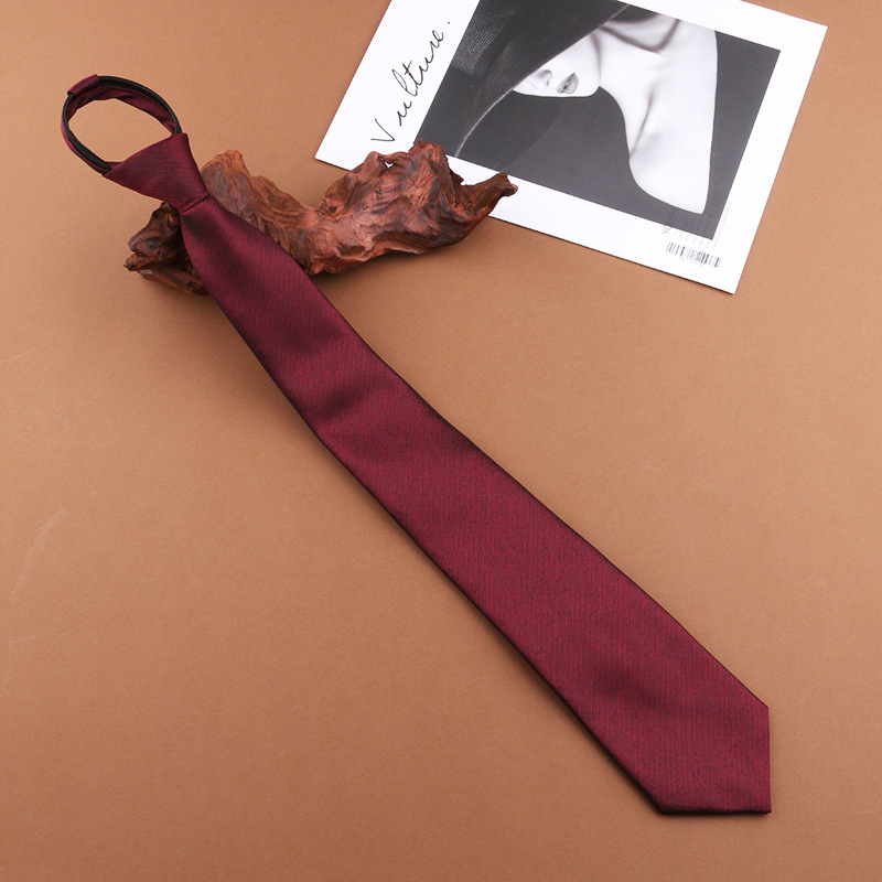 酒红微纹领带 (3)