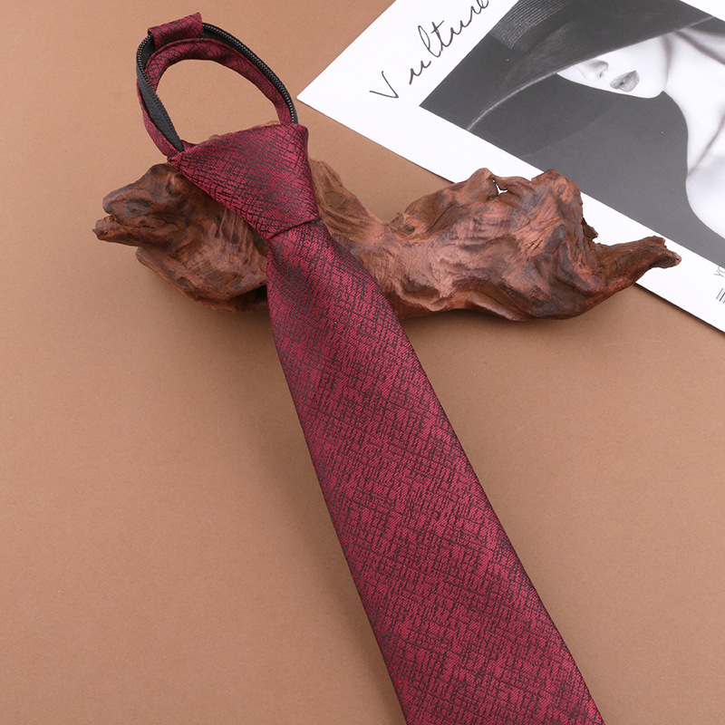 酒红格纹领带 (2)