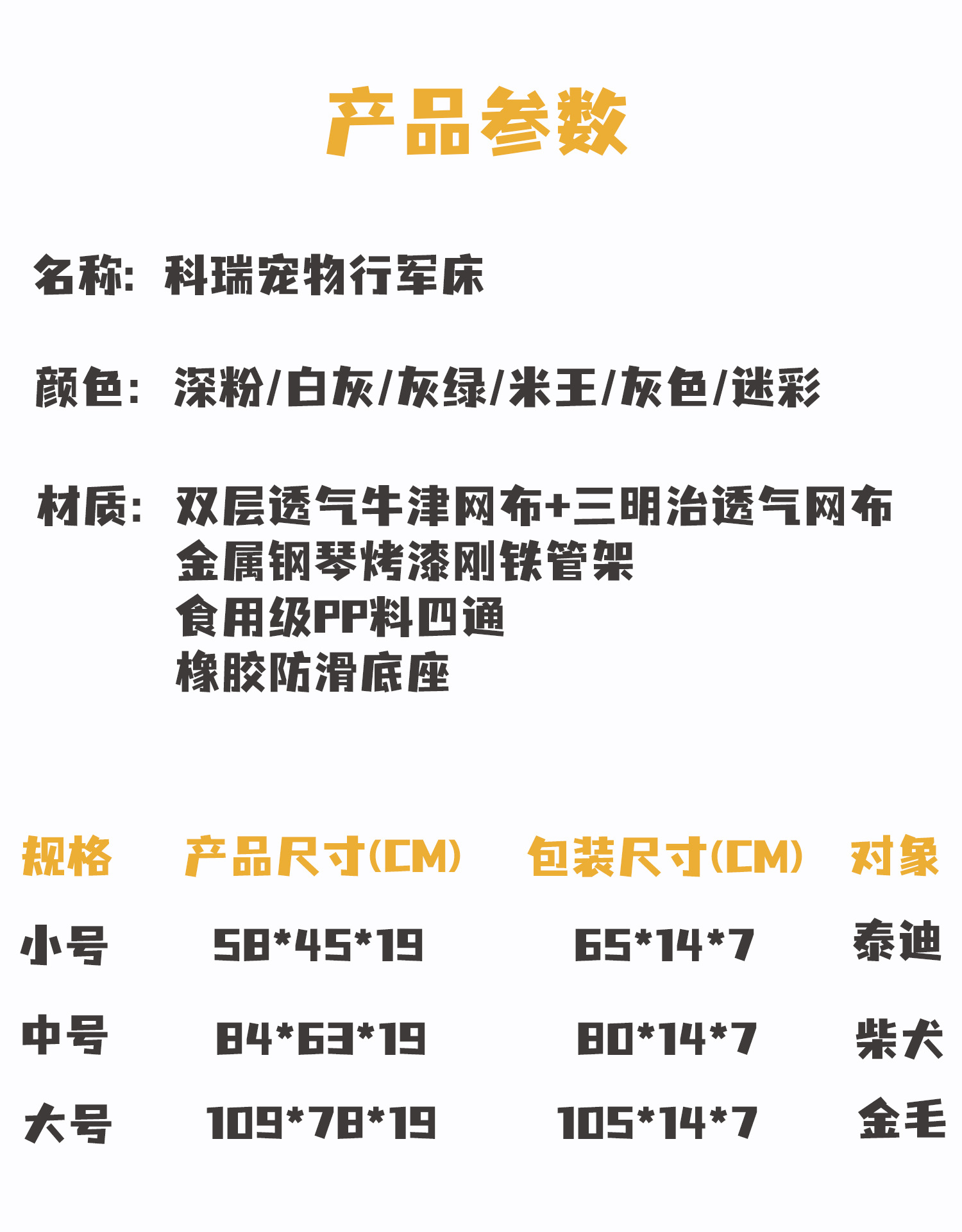 产品参数
