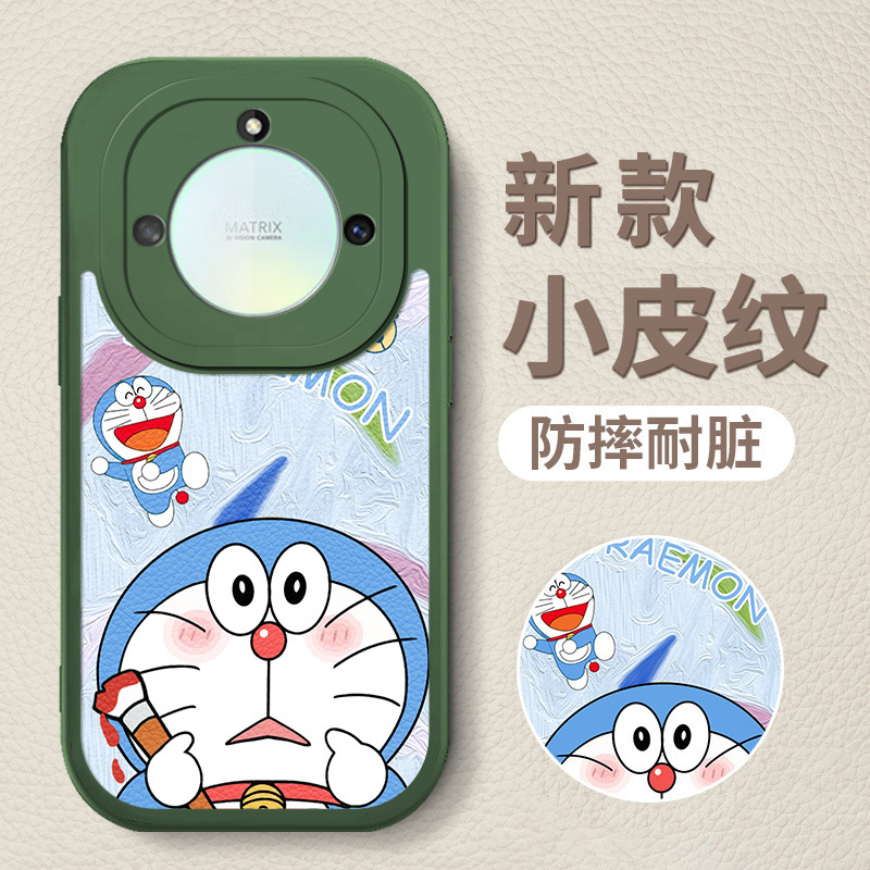 6-绿D-84202-蓝色油画哆啦梦绿底