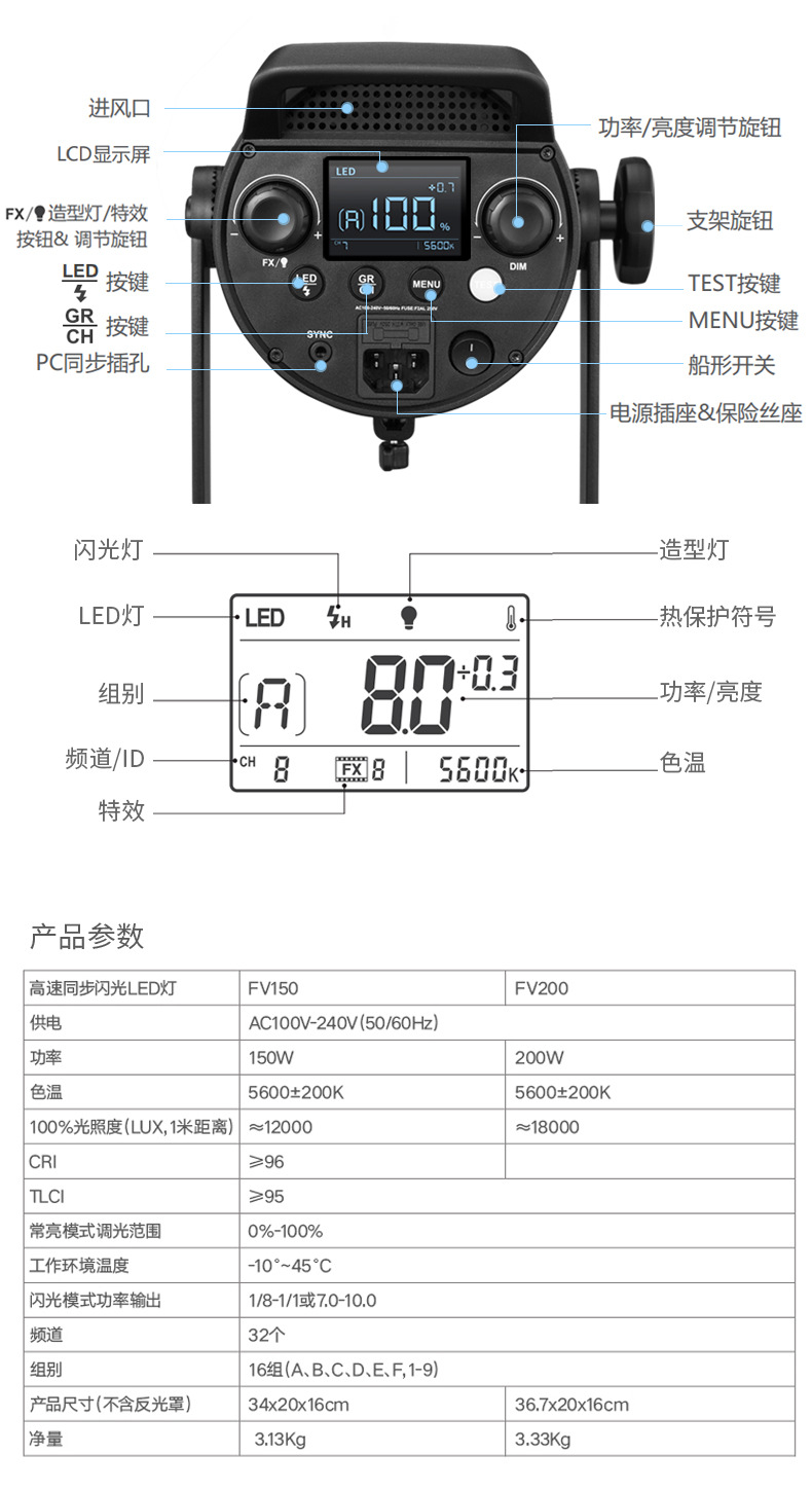 神牛FV150W 两用摄影闪光灯