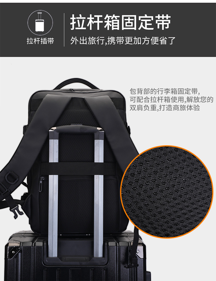 皮膜双肩包多层大容量可扩容双肩电脑包干湿分离层双肩包 (11