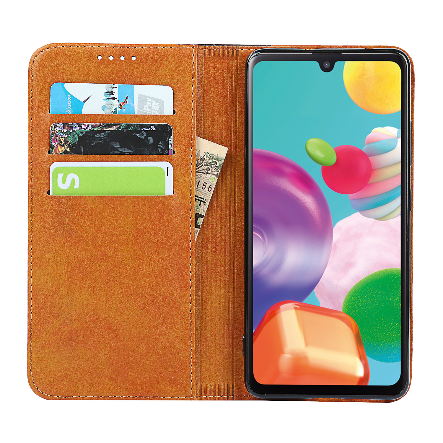 三星A41 日版 拼色小牛纹强磁皮套