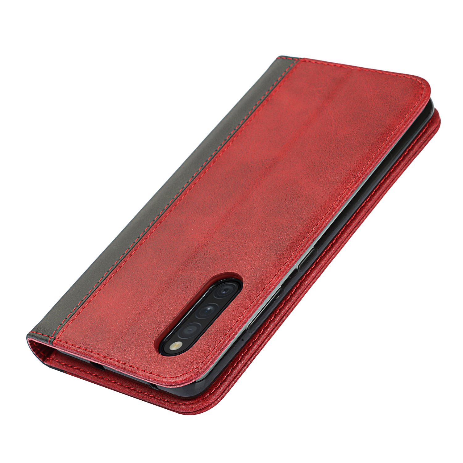 三星A41 日版 拼色小牛纹强磁皮套