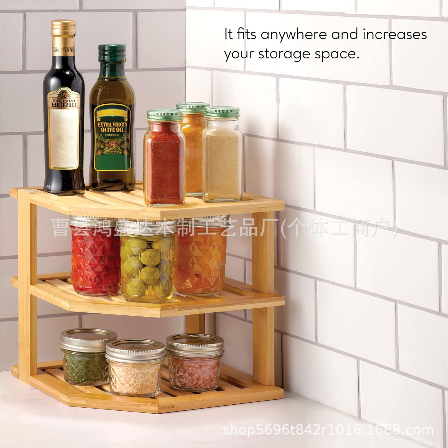 竹制收纳架厨房木质盘碟整理架橱柜架浴室拐角多层桌面置物架定制