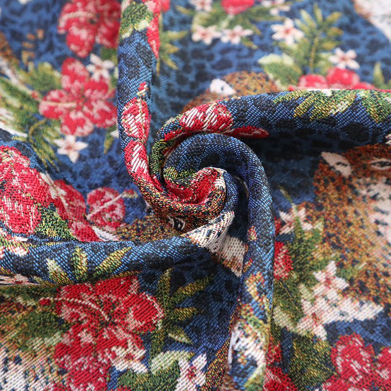 涤棉 箱包鞋子面料结实耐磨耐脏 动物豹子大提花面料厂家批发直销