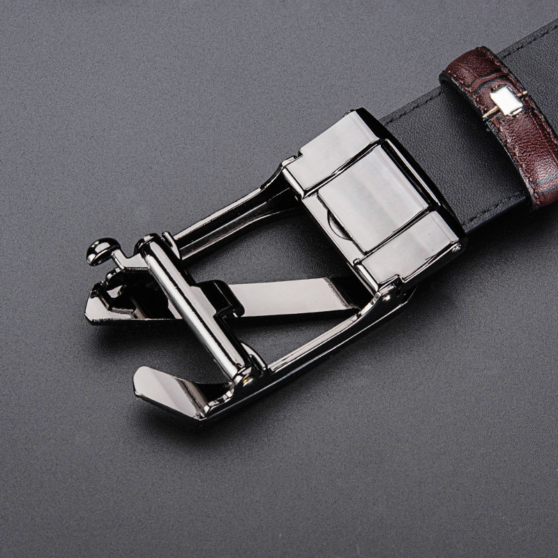 Cinturón de Negocios para Hombre con Hebilla Automática de Cuero de Vaca