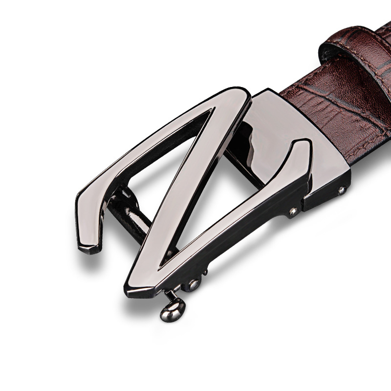 Cinturón de Negocios para Hombre con Hebilla Automática de Cuero de Vaca