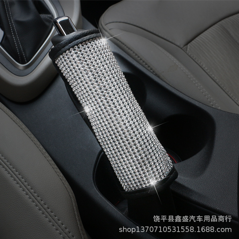 Juego pequeño de accesorios para coche con adornos de diamantes de imitación, funda para freno de mano, funda para pomo de cambio de marchas, almohadilla para el hombro del cinturón de seguridad, decorativo, adecuado para todas las estaciones.