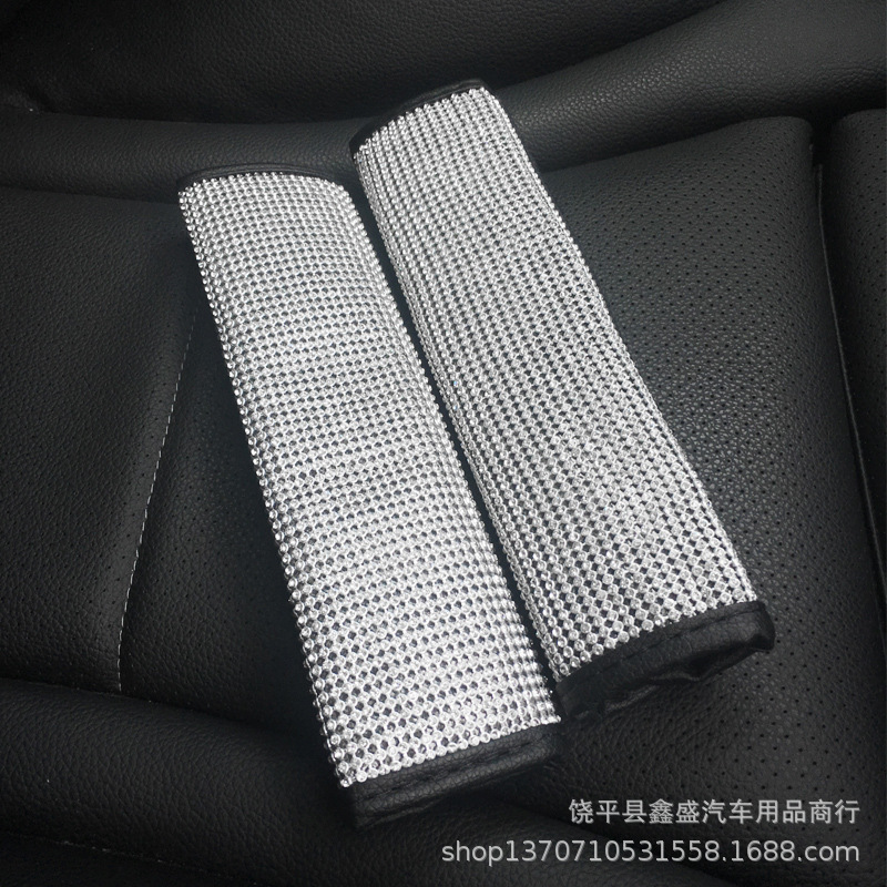 Juego pequeño de accesorios para coche con adornos de diamantes de imitación, funda para freno de mano, funda para pomo de cambio de marchas, almohadilla para el hombro del cinturón de seguridad, decorativo, adecuado para todas las estaciones.