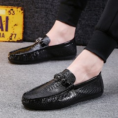 Summer New Crocodile Texture Clog Shoes for Men Korean Style Trendy Men Casual Shoes Men British Driving Shoes Dropshipping One Piece