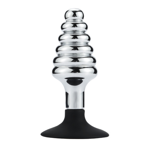 Metal + silicone out-and-out anal plug, anal expansion masturbator for men and women, suction cup, bead-pulling sex toy, sex toy