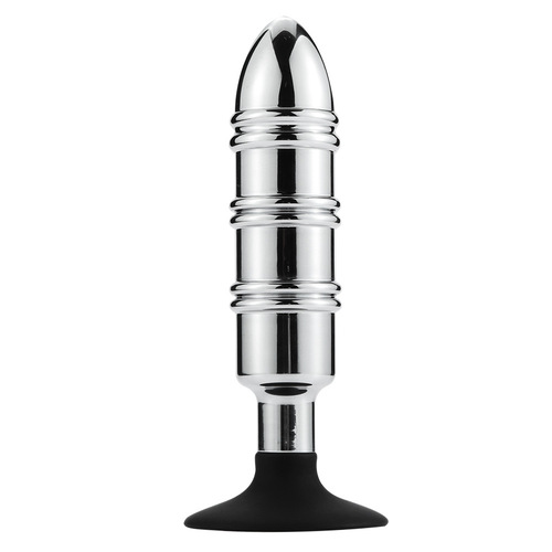 Metal + silicone out-and-out anal plug, anal expansion masturbator for men and women, suction cup, bead-pulling sex toy, sex toy