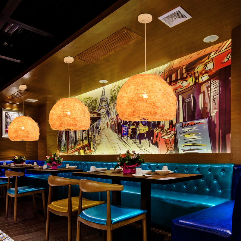 Lámpara de Techo de Mimbre de Bambú, Estilo Chino Nuevo, para Restaurante, Hotel, Hostal, Lámpara de Estilo Japonés, Pantalla de Lámpara de Arte Creativo Retro