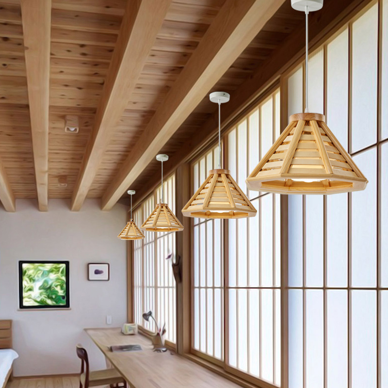 Estilo japonés de madera maciza restaurante lámparas chino simple moderno creativo bar registro lámpara estudio balcón pasillo lámpara