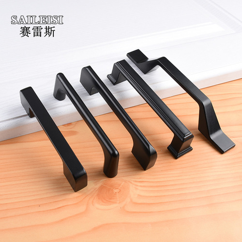 Black Chinese style extended wardrobe handle Drawer cabinet aluminum alloy handle Modern minimalist furniture hardware handle
