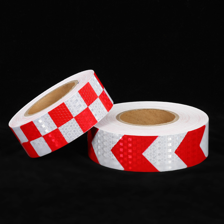 厂家反光材料批发黑黄箭头红白反光贴货车车身pvc反光条警示胶带