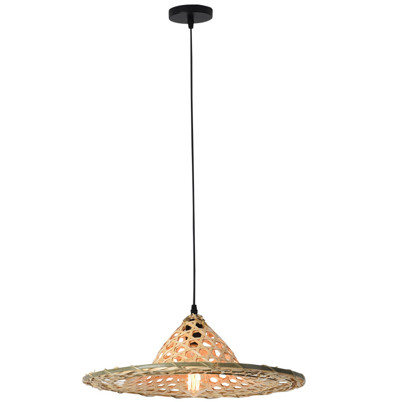 Estilo chino de bambú tejida cubo araña de paja sombrero pantalla rural granja personalidad creativa olla caliente restaurante araña