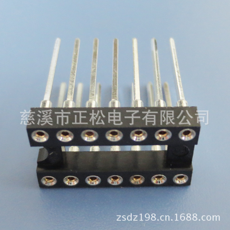 厂家供应2.54间距L= 17.8方脚圆孔IC插座14P圆孔 排母 排针插座