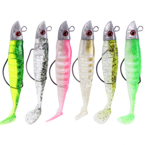 Sea fishing freshwater two-color lead head soft fish set box 10cm15.5g13cm26g Luya bait T tail soft fish bionic bait