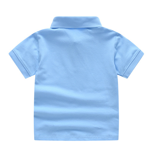 Summer solid color short-sleeved t-shirt tops for boys and girls, children's fashionable lapel short-sleeved kindergarten and primary school uniforms wholesale