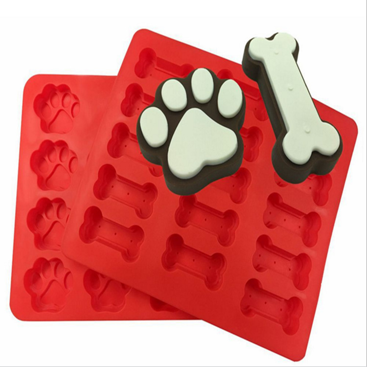 烘焙工具狗骨头饼干模具狗脚印蛋糕DIY硅胶15连猫爪子