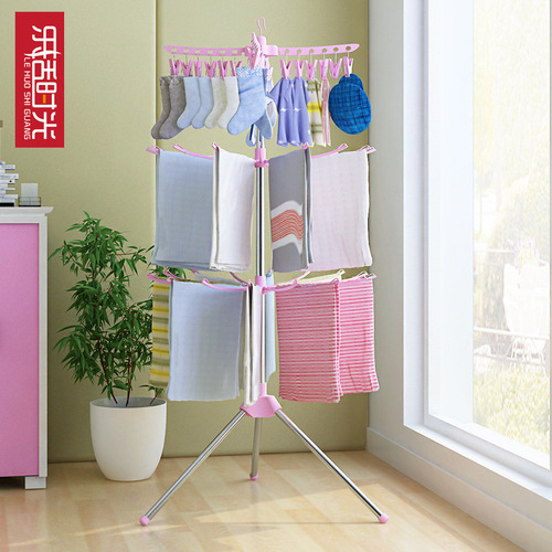 Baby clothes drying rack floor-standing folding stainless steel children's bedroom clothes rack household baby diaper rack towel rack