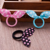 A variety of cute flowers dots ripple dot rabbit ears, rubber band head rope candy -colored printed little towel ring