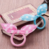 A variety of cute flowers dots ripple dot rabbit ears, rubber band head rope candy -colored printed little towel ring