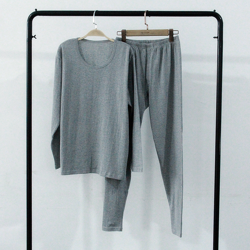 Wholesale mulberry silk plus cotton men's knitted silk autumn clothes autumn pants underwear warm suit long sleeve bottoming shirt trousers