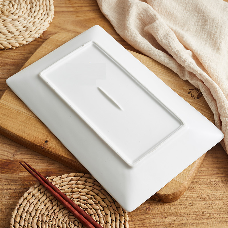 Plato blanco cerámica Shanxi vajilla de porcelana de uso diario suministros de hotel al por mayor placa de transporte rectangular