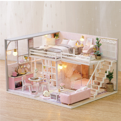 Zhiquwu diy cabin model wooden hand-assembled toy villa house creative birthday gift for girlfriend